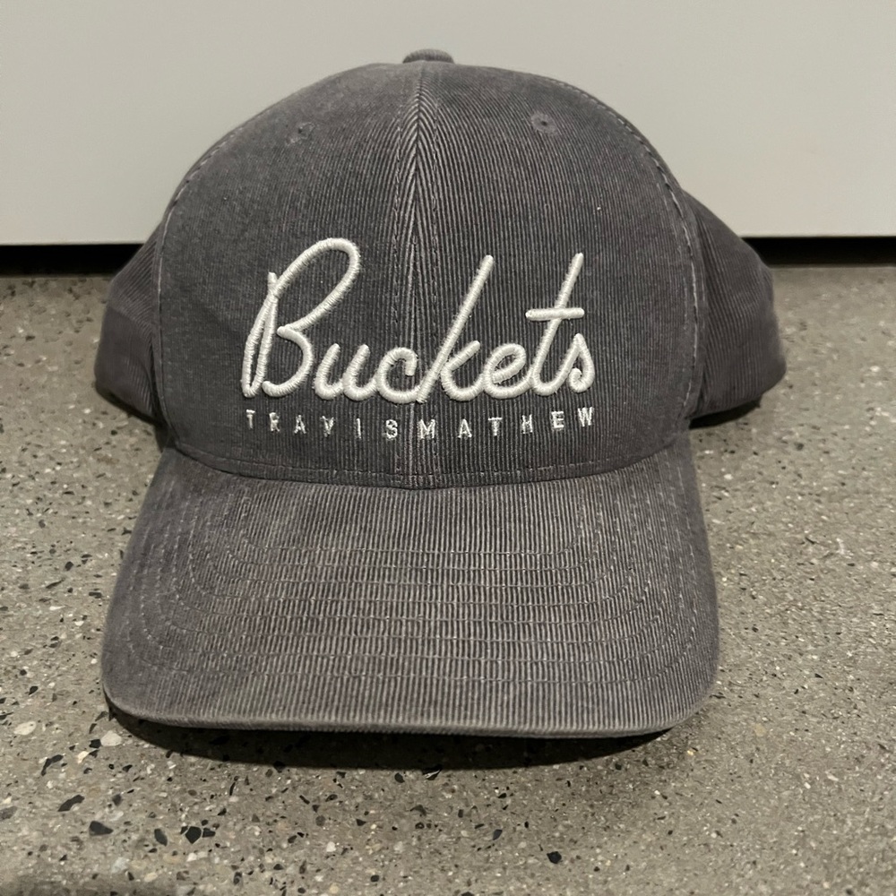 Rare Sample Travis Mathew Buckets Golf Corduroy Hat Cap Gray SnapBack One Sz